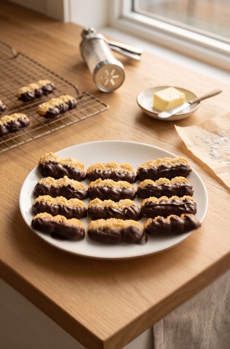 Buttery homemade spritz cookies with golden crispy edges